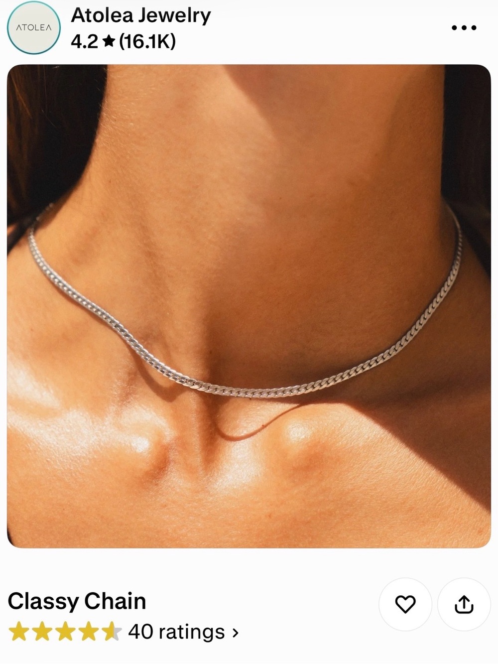 NIB Atolea Classy Silver Chain Necklace